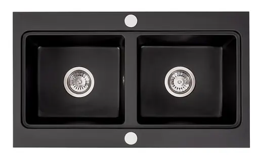 Кухонна мийка гранітна Rea Caddy подвійна black ZLE-00132, Чорний - фото 9