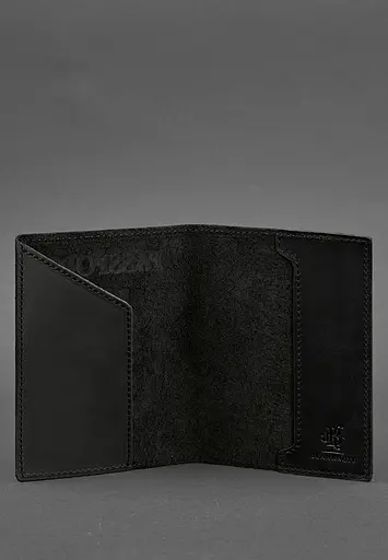 Кожаная обложка для паспорта с украинским гербом черная - фото 5