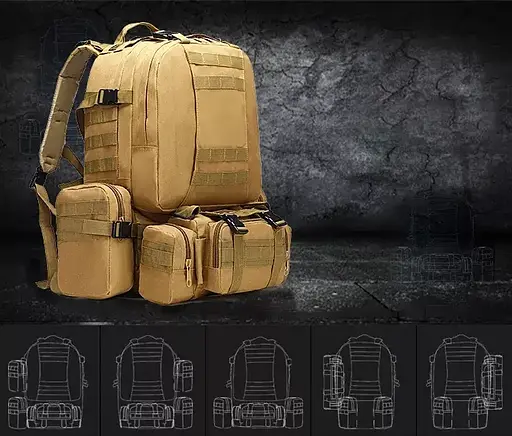 Тактический рюкзак 52л из ткани Oxford Хаки - фото 6