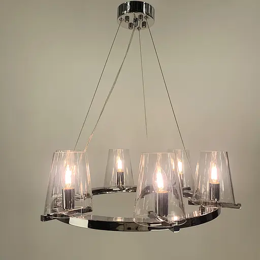 Підвісна срібна кільцева люстра PAUILLAC 60 см 6 плафонів Line.F MJ 106-600 - фото 5