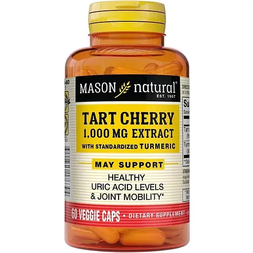 Натуральна добавка Mason Natural Tart Cherry Extract 1000 mg with Turmeric, 60 вегакапсул