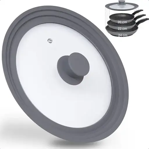 Крышка мультиразмерная стеклянная Frico для диаметров 20/22/24см FRU-1002 с силиконовым ободком универсальная