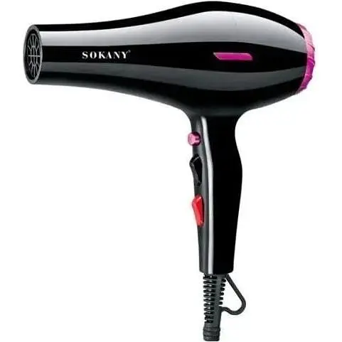 Фен для сушіння волосся Sokany SK-14002 концентратор дифузор 2 швидкості 2 режими роботи Чорний 2400 Вт - фото 1