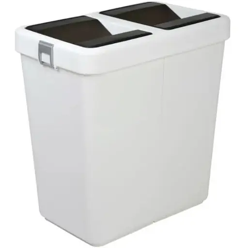 Мусорное ведро Motek на 40 л + 40 л с поворотной крышкой 55х35.5х59 см Белый (COB-414)  - фото 1