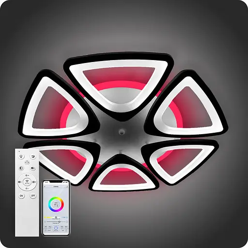 Люстра світлодіодна 517 Light 3color з пультом 120Вт Чорний (01234) - фото 2