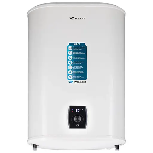 Водонагреватель Willer Libra, 2 кВт, сухой ТЭН, 50 л, прямоугольный, универсальный, белый (EVH50DRI) - фото 1