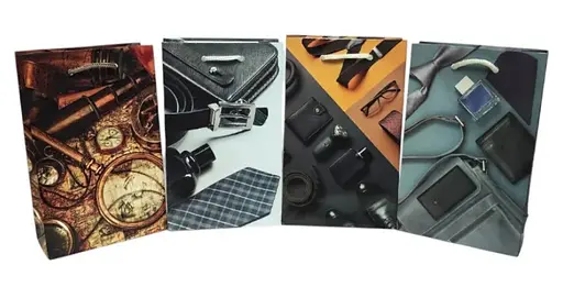 Подарочный пакет, 150 г/м², Мужской, 11x18x5 см, 6 шт. в упаковке (в ассортименте)