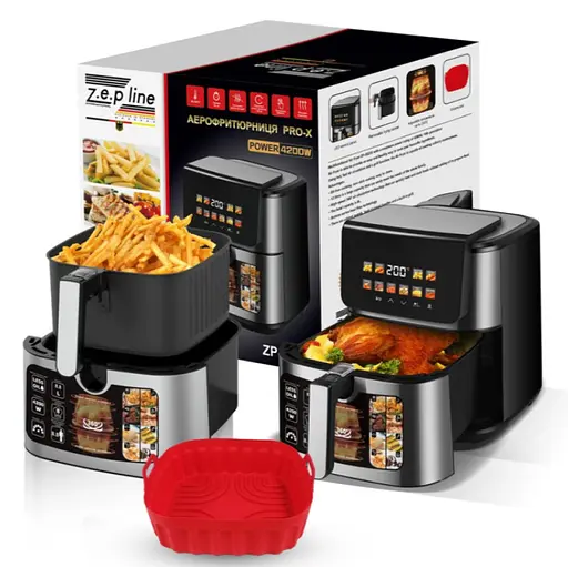 Аерофритюрниця Zepline ZP-00235 на 12л аерогриль з сенсорним керуванням на 2 ТЕНа 4200Вт Чорний - фото 10