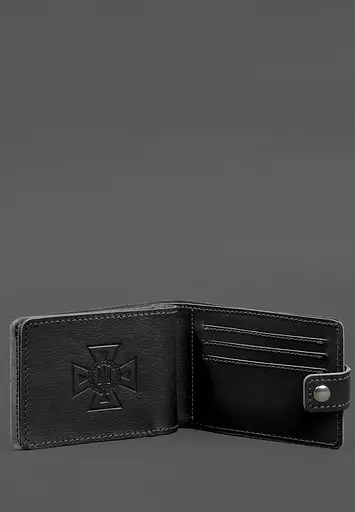 Кожаная обложка-портмоне на удостоверение ГСЧС черная - фото 4