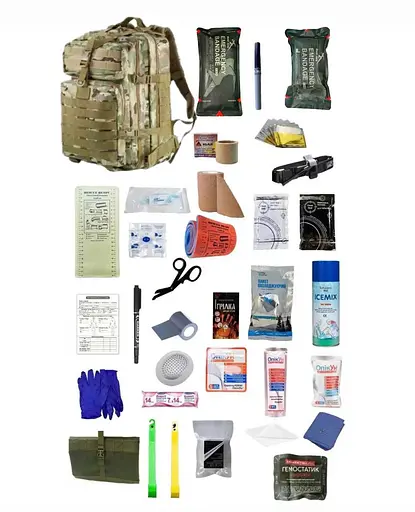 Укомплектованный медицинский тактический рюкзак №1 Rescue Ready 45 л хаки - фото 1