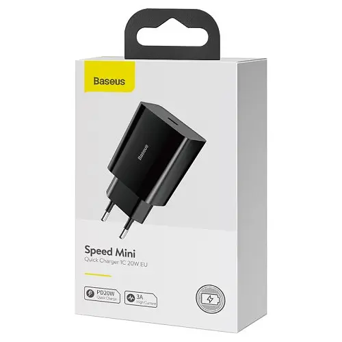 Сетевое зарядное устройство для Baseus Speed ​​Mini Quick Charger 1C 20W EU черный CCFS-SN01 - фото 5