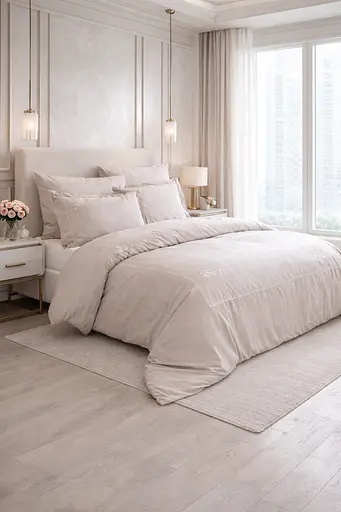 Комплект постельного белья евро 200х220 см сатин бежевый TC303376220 - фото 2