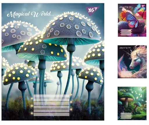 Тетради ученические 18 листов клетка. YES Magical world, 25 шт. в упаковке