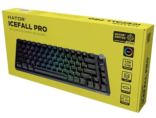 Клавиатура игровая механическая беспроводная HATOR HTK-450 UA RGB Icefall PRO, Wireless, Display Black - фото 8