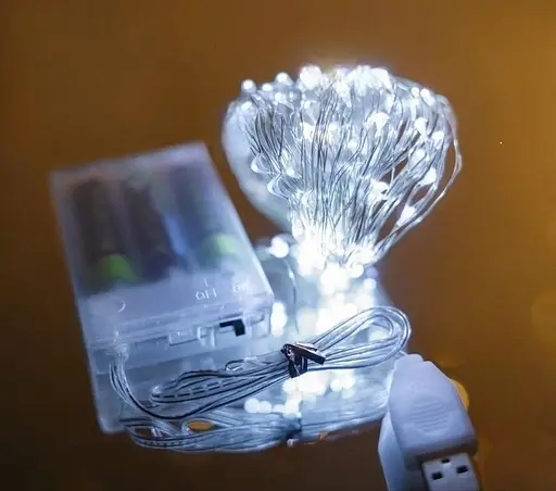 Новорічна гірлянда Brille Роса на батарейках USB роз’єм 100 LED 10м USB білий 1978-03u - фото 2