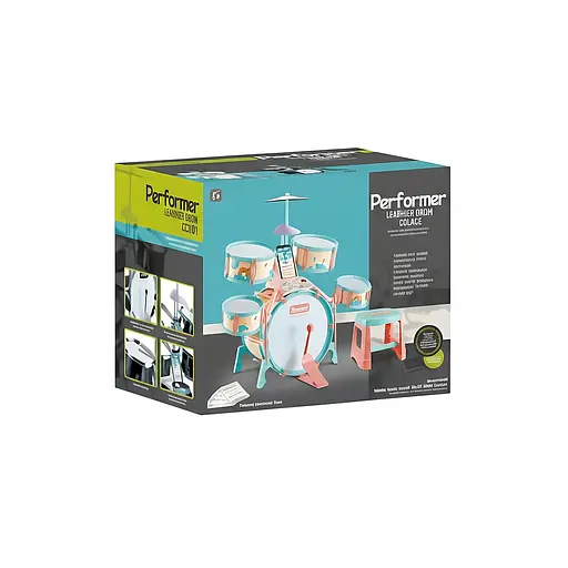Детская барабанная установка M 33 C/D-1 – 5 барабанов, стул, аксессуары, в коробке - фото 2