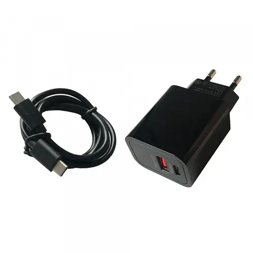 Зарядний пристрій швидкий 2 порти Grand D20QP-1 2 USB QC 3.0 18 W + PD20W + кабель Type-C to Type-C - фото 1