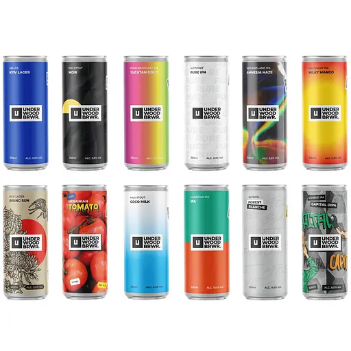 Набор пива дегустационный Underwood 4.1-8% 12 банок 0.33 л - фото 1