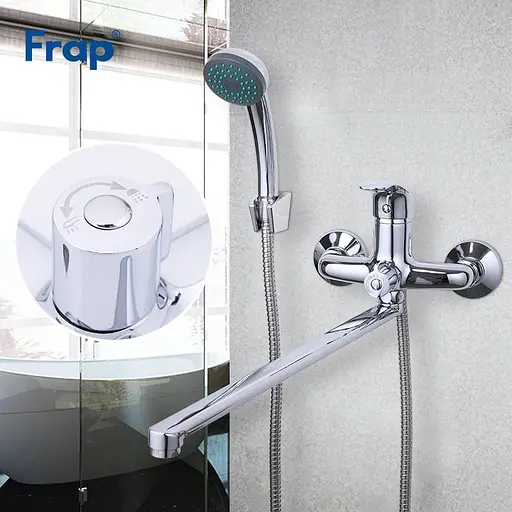 F2236 Змішувач для ванни довгий гусак Ø35 Frap 1/10 Хром - фото 4