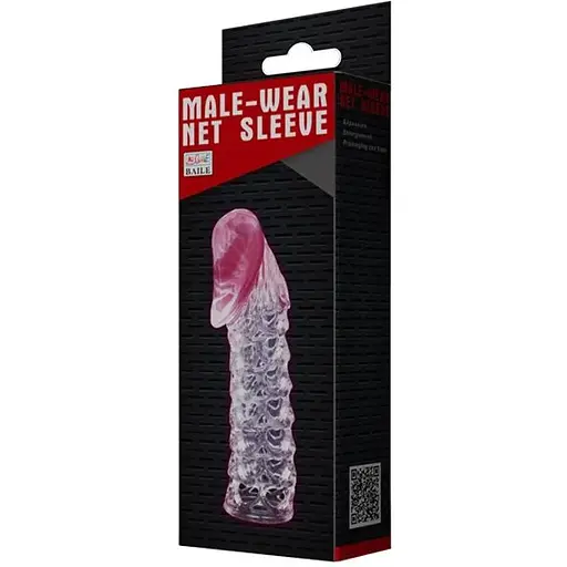 Удлинительная насадка-презерватив Lybaile Male-wear net sleeve, BI - 026200, Розовый - фото 6