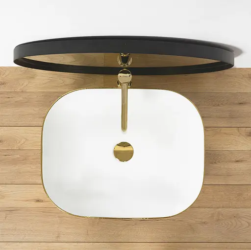 Умивальник Rea Floria gold/white накладний REA-U0027, Золотий - фото 5