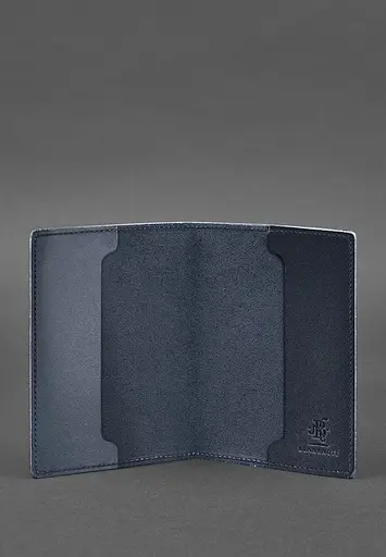 Кожаная обложка для военного билета 7.0 темно-синяя - фото 3