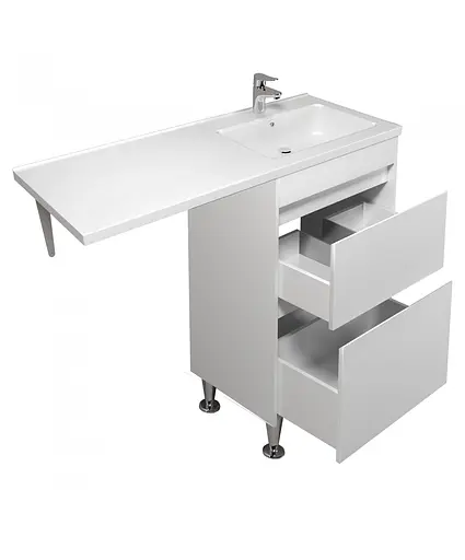 Тумба Мойдодир Wing 60-W з умивальником Rodeo 120 R з крилом над пралкою підлогова Білий - фото 4