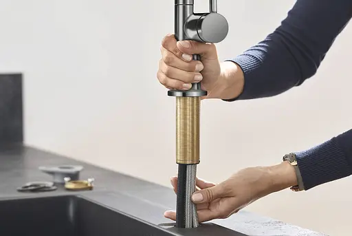 Змішувач Hansgrohe Talis 210 2jet кухонний з витяжним виливом Sbox 72801340 Brushed Black Chrome Шліфований чорний хром - фото 4