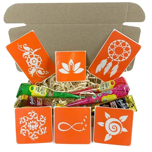 Набор цветной хны с трафаретами для био- тату №2 Fresh Tattoo color-henna-set-02 - фото 1