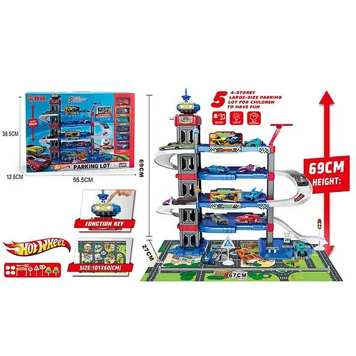 Парковка, 5 этажей, 6 машинок, знаки, высота 69 см - фото 2