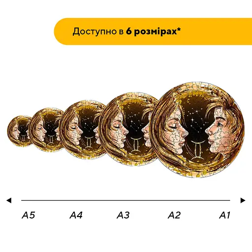 Пазл деревяний Знак Зодіаку Близнюки, А5, Деревяна коробка 35 елементів - фото 2