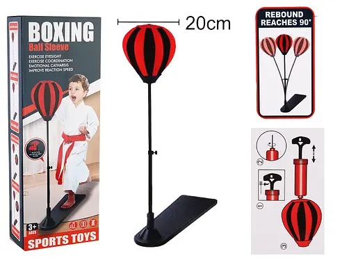 Боксерський набір, груша 25 см, металева стійка 120 см, підніжка 52x15 см, насос