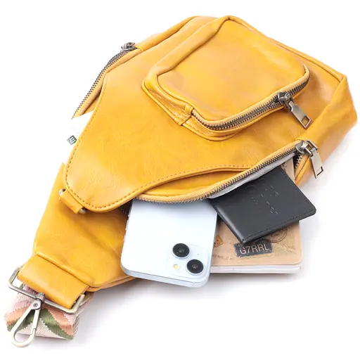 Женская сумка Vintage из экокожи с акцентом на текстильную лямку 18х33х10 см sum0026971 - фото 8