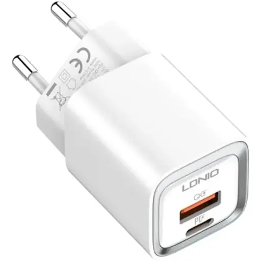 Зарядний пристрій Ldnio A2318C USB/ Type-C QC PD білий + кабель Type-C to Type-C - фото 1