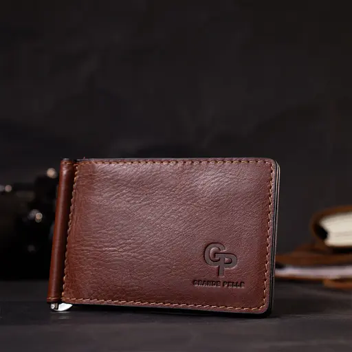 Кожаный мужской кошелек Grande Pelle 12х8х0.5 см acs0026950 - фото 7