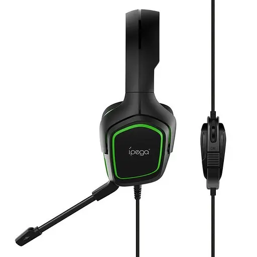 Дротова гарнітура iPega Gaming PG-R006G, 3.5mm, Noice Reduction, black-green - фото 2