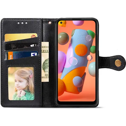 Кожаный чехол-книга GETMAN Gallant (PU) для Samsung Galaxy A11 Черный - фото 2