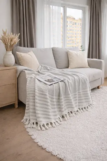 Плед-покривало Cotton TURComFor бавовна коричневий євро 200х220 см TC303375984 - фото 1