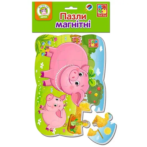 Пазли на магніті Vladi Toys А5 Свиня і порося 12 елементів  укр VT3205-77 - фото 2