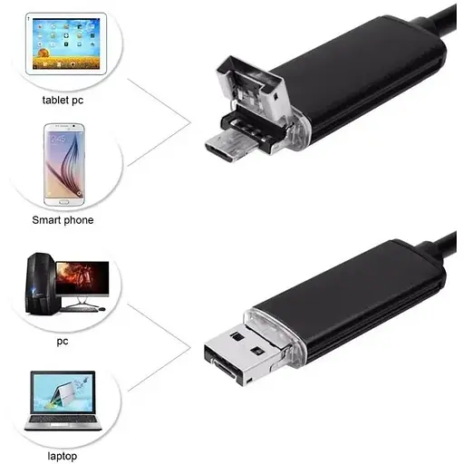 Эндоскоп для смартфона и ноутбука Kerui 651H USB HD 480P 1 метр 5.5 мм жесткий кабель - фото 2