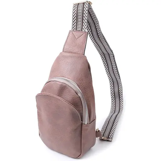 Женская компактная сумка Vintage через плечо из экокожи с акцентом на текстильную лямку 15х25х5 см sum0026968 - фото 1