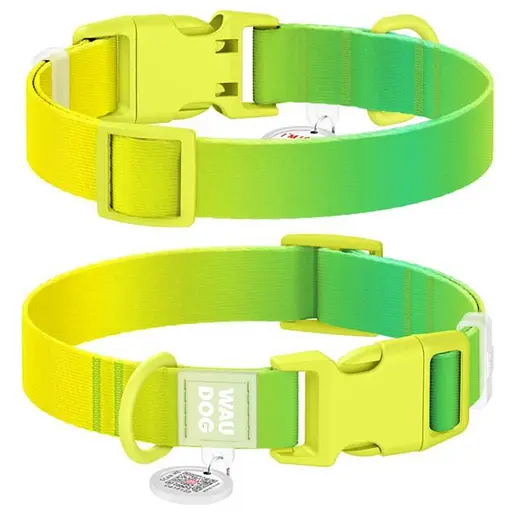 Collar WAUDOG Nylon Recycled - Нашийник нейлоновий градієнт з QR паспортом та пластиковим фастексом для собак - S (1,5х25-35 см)