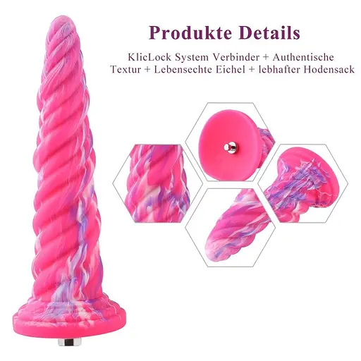 Фантазійний фалоімітатор 10.12″ для секс-машин Hismith Silicone Dildo rose Monster Series, KlicLok - фото 2