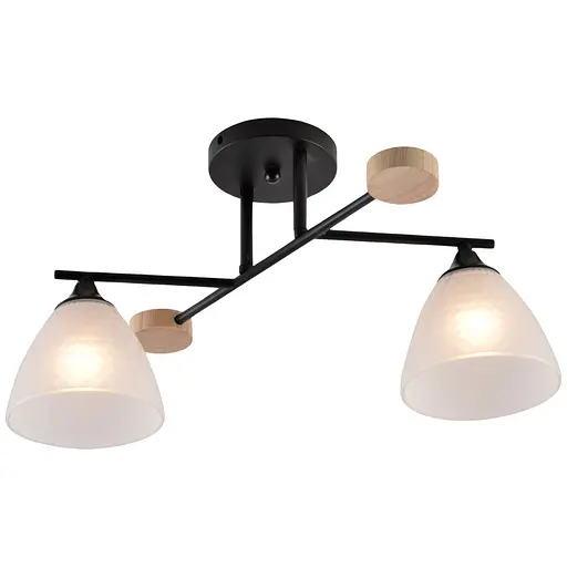 Люстра стельова V XA1528/2 BK+WOOD