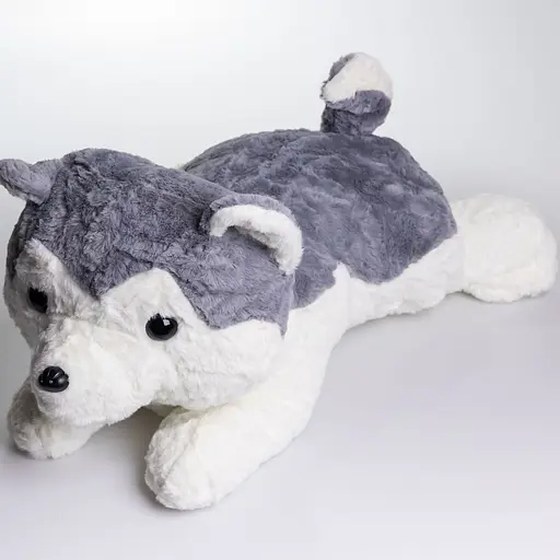 Игрушка-подушка Хаски с пледом 100х180 см серый ТМ COLORFUL HOME 7124G - фото 3