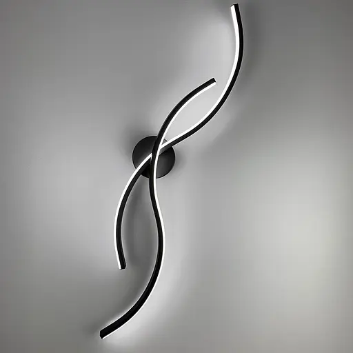 Настінний чорний бра Double Wave у 2-х розмірах Line F довжина 80 см Арт. WM35 BK - фото 5