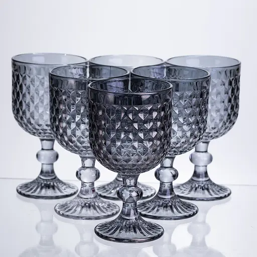 Набор бокалов для вина 6 штук по 300 мл серый HP-19-261 бокал для красного белого вина Yiwu HP-19-261 - фото 1