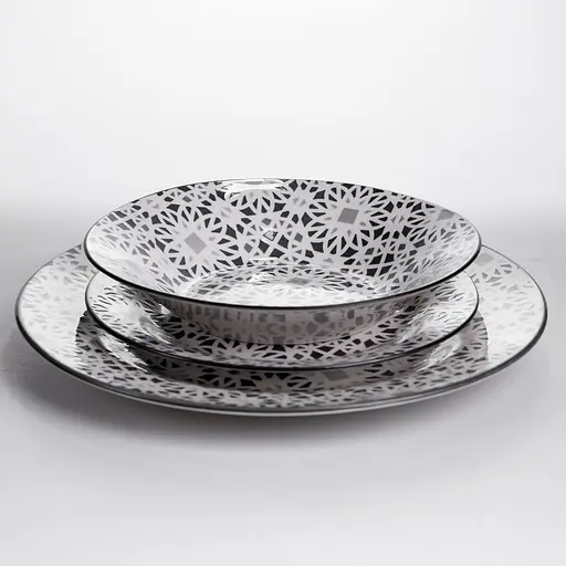 Столовий сервіз на 6 персон 18 предметів набір фарфорових тарілок для сервірування столу сервіз тарілок Yiwu HP-HK-A2 - фото 3