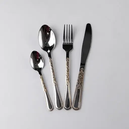 Набор столовых приборов Yiwu из нержавеющей стали на 6 персон столовая вилка ложка нож в подарочной упаковке HP-16978-24 - фото 1