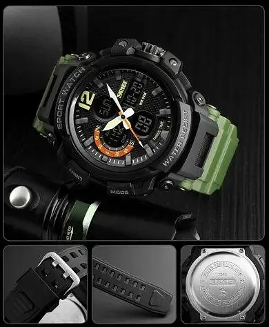 Чоловічий наручний годинник Skmei 1343 Halk Зелений - фото 7